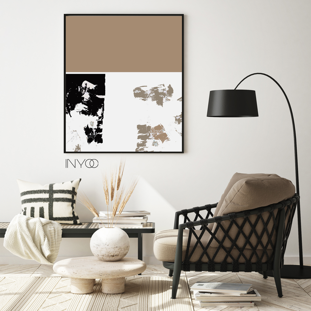 הדפס אומנות בגוון קינמון ופחם