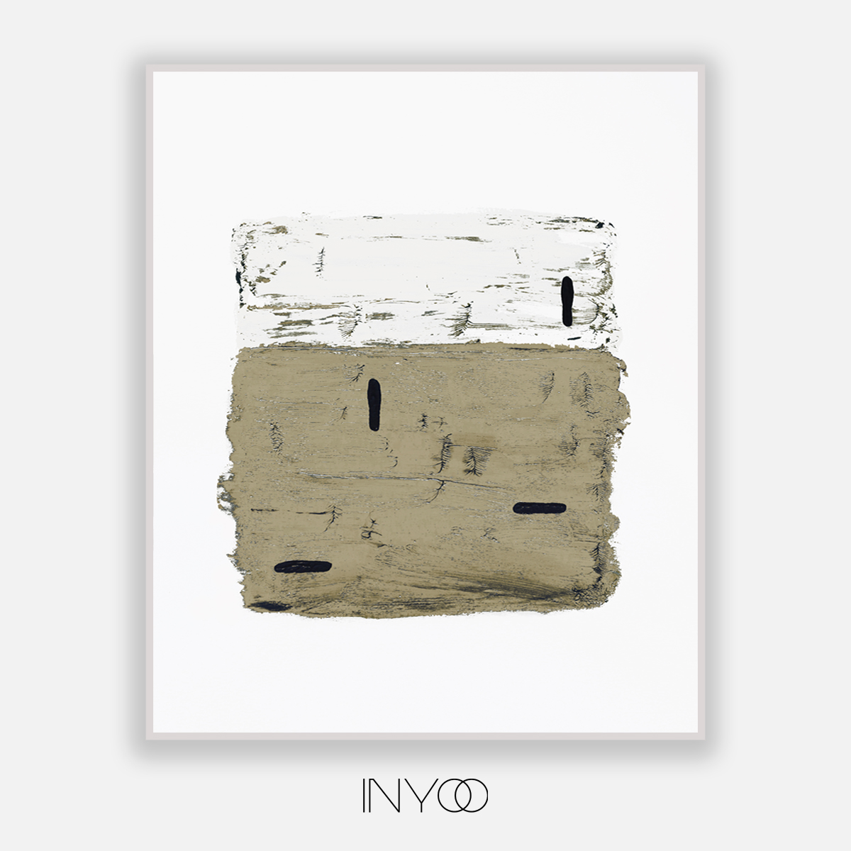 out of the box warm colors painting ציור בגוונים טבעיים לבן חום טבק אוף וויט